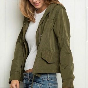 Brandy Melville Army Green Hooded Zip Up Jacket